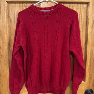Oscar de la Renta Red Cable Knit Cotton Sweater Size M